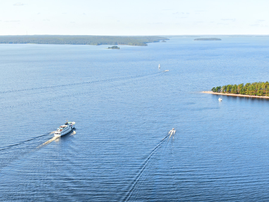 M/S Carelia Suur-Saimaa ilmakuva Taipalsaari järvi järvenselkä kesä laivareitti laiva laivat